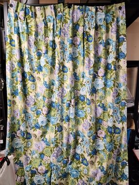 Vintage mcm pinch pleat floral drapes curtains 82 x 40 butterfly's